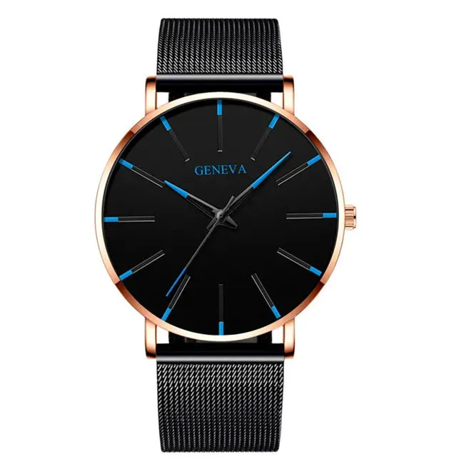 2023 Minimalist Men's Ultra Thin Quartz Watch - Sleek Stainless Steel Mesh