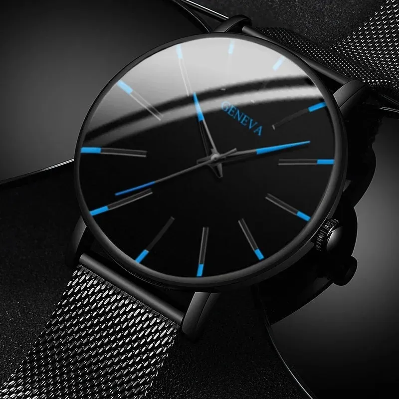 2023 Minimalist Men's Ultra Thin Quartz Watch - Sleek Stainless Steel Mesh