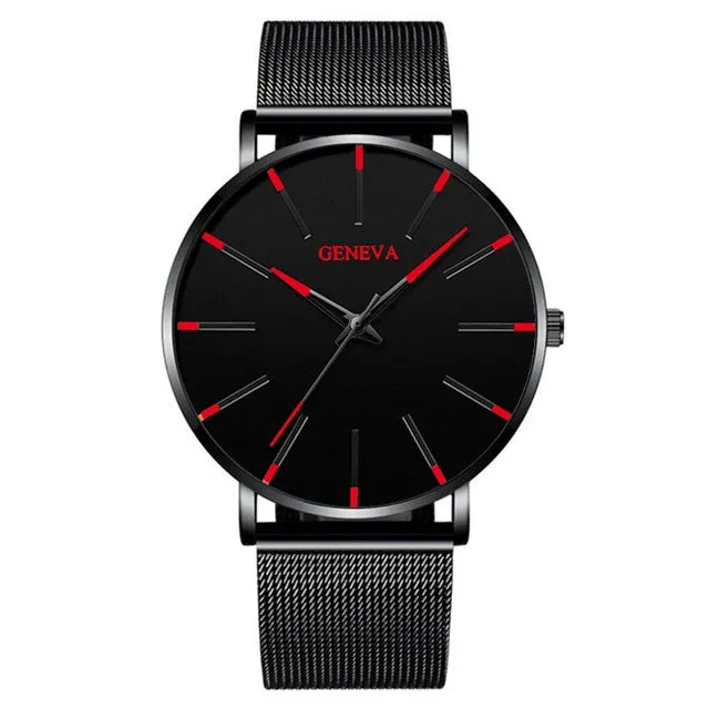 2023 Minimalist Men's Ultra Thin Quartz Watch - Sleek Stainless Steel Mesh