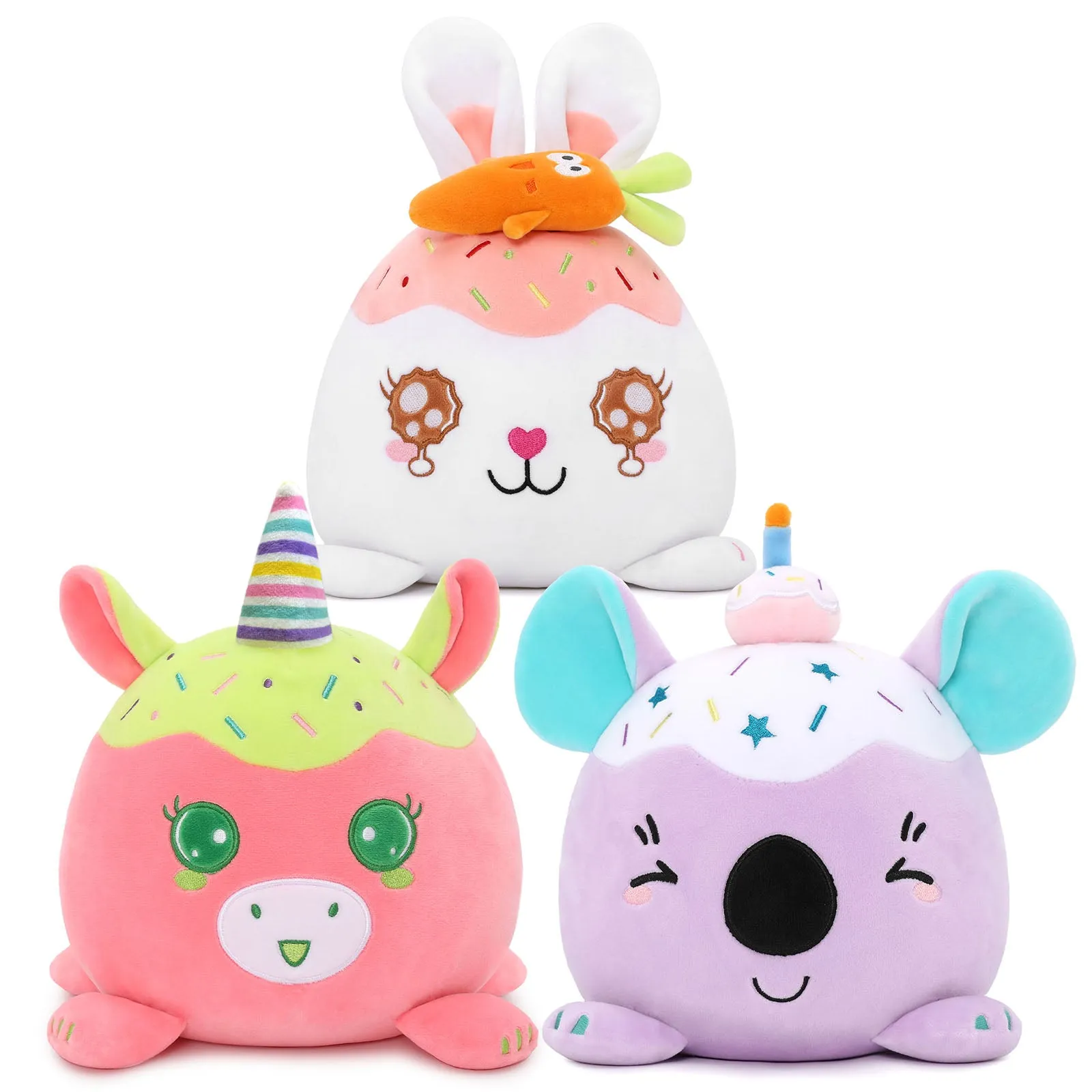 3 Pcs Squishy Plush Toys, 10 Inches