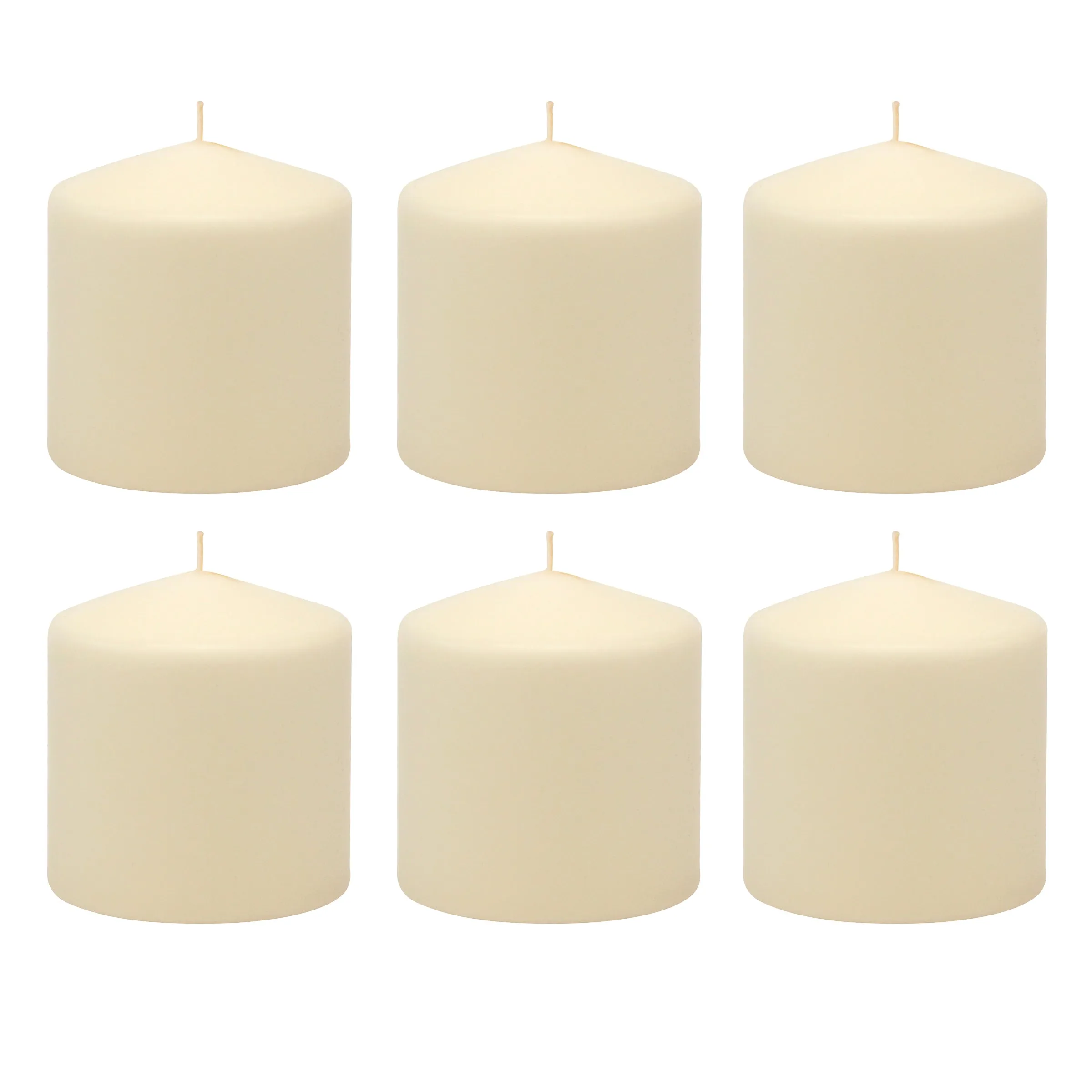 3 x 3 Unscented Ivory Pillar Candles, Set of 6 (WS)