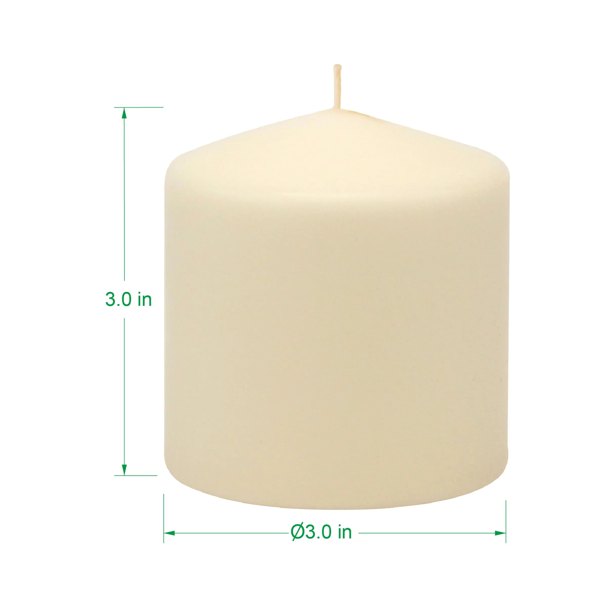 3 x 3 Unscented Ivory Pillar Candles, Set of 6 (WS)