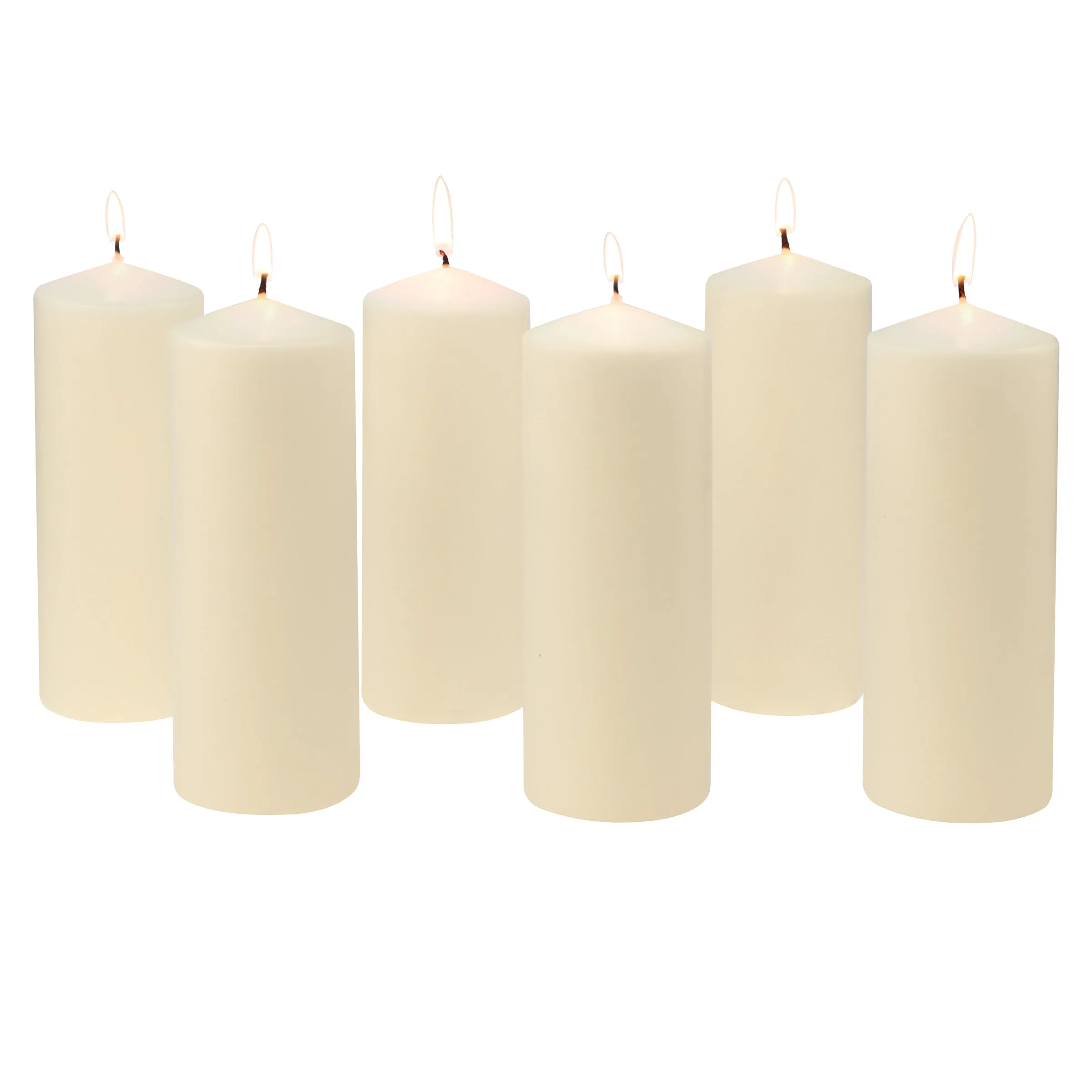 3 x 8 Unscented Ivory Pillar Candles, Set of 6