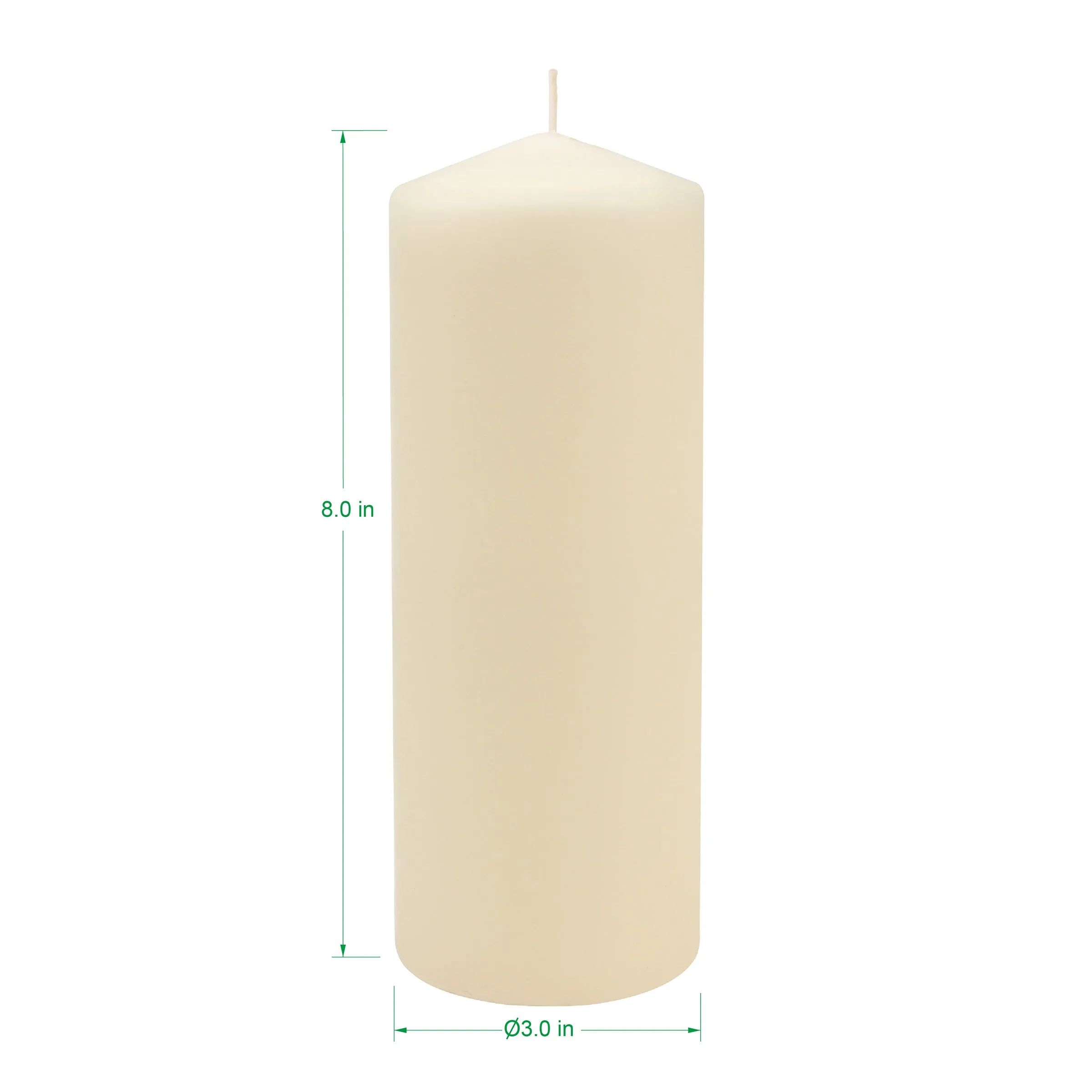 3 x 8 Unscented Ivory Pillar Candles, Set of 6