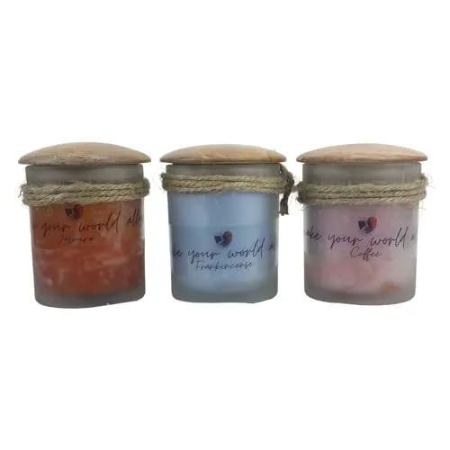 Alluring Artsy Alluring Relaxing Medium Candle for Home Decor | Long Lasting | for Gifting (Transparent, Set of 3)