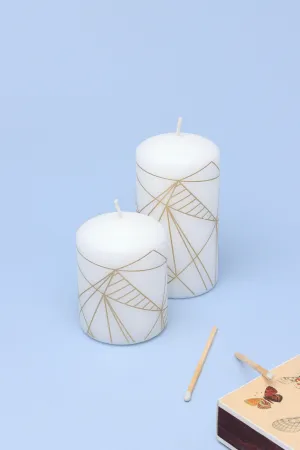 Aria Geometric Glitter Elegant Pillar Candle