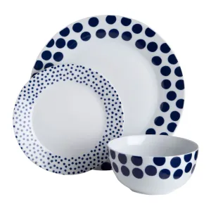 Blue Dotted Dinner Plates Set (12pc)