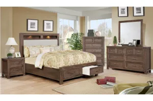 Brown Darcy Bedroom with Upholstered Headboard & LED Lights