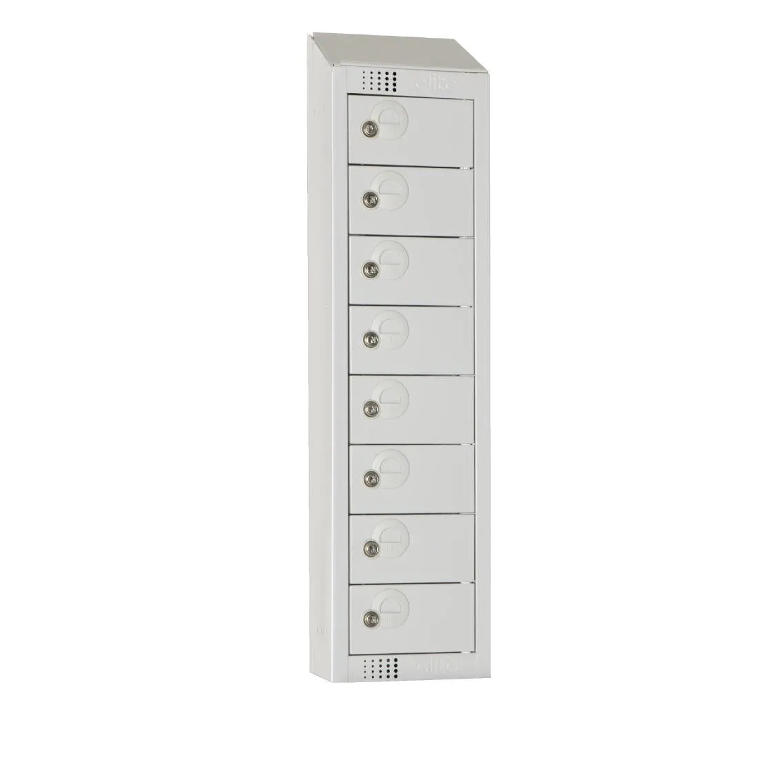 CF754-CS Elite Personal Effects Locker 8 Door Grey Camlock Sloping Top