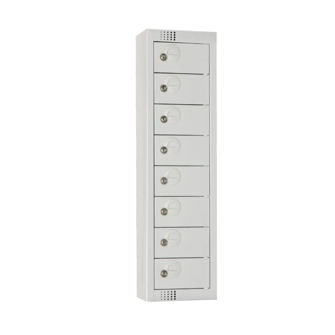 CF754-CS Elite Personal Effects Locker 8 Door Grey Camlock Sloping Top