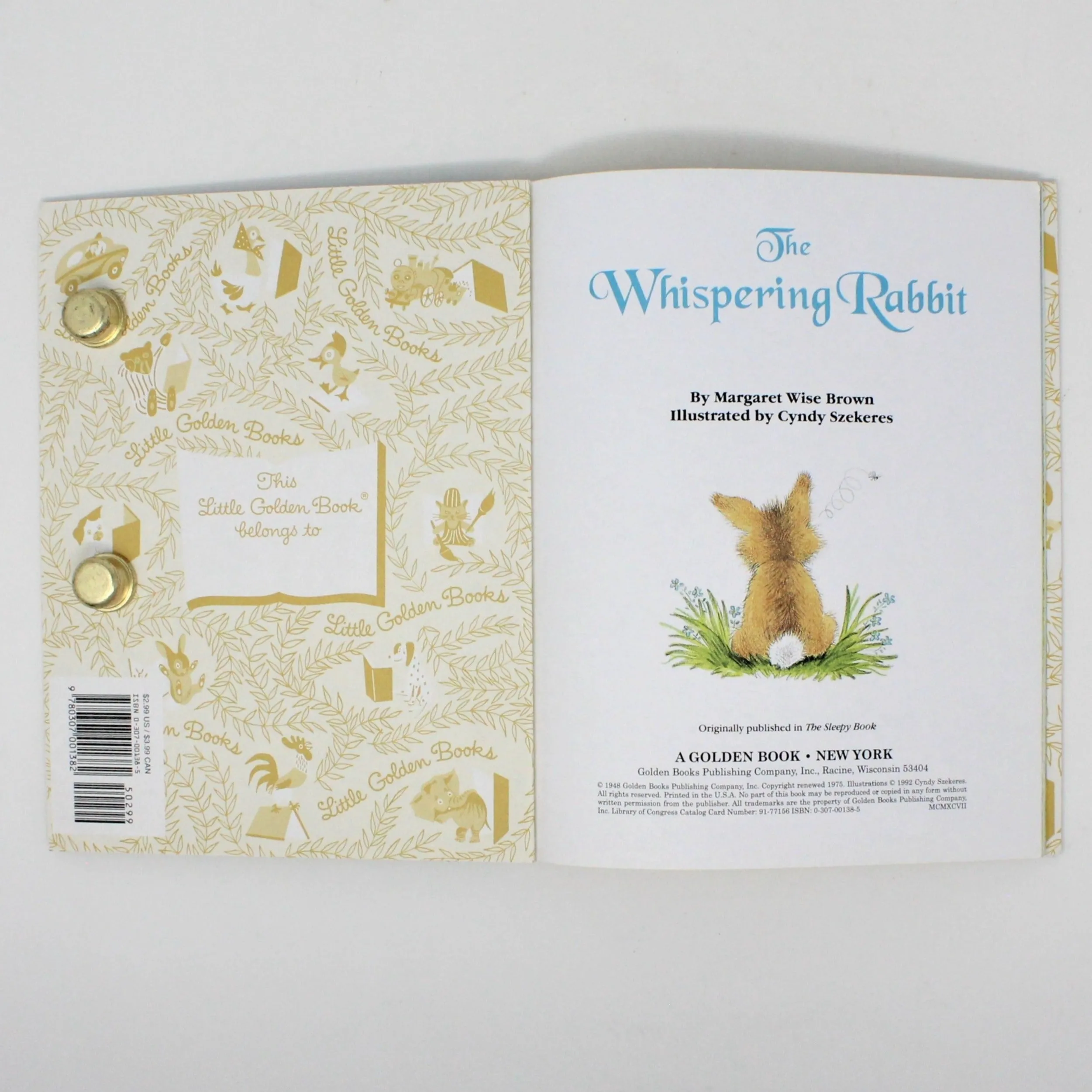 Children's Book, Little Golden Book, The Whispering Rabbit, Hardcover, Vintage 1997