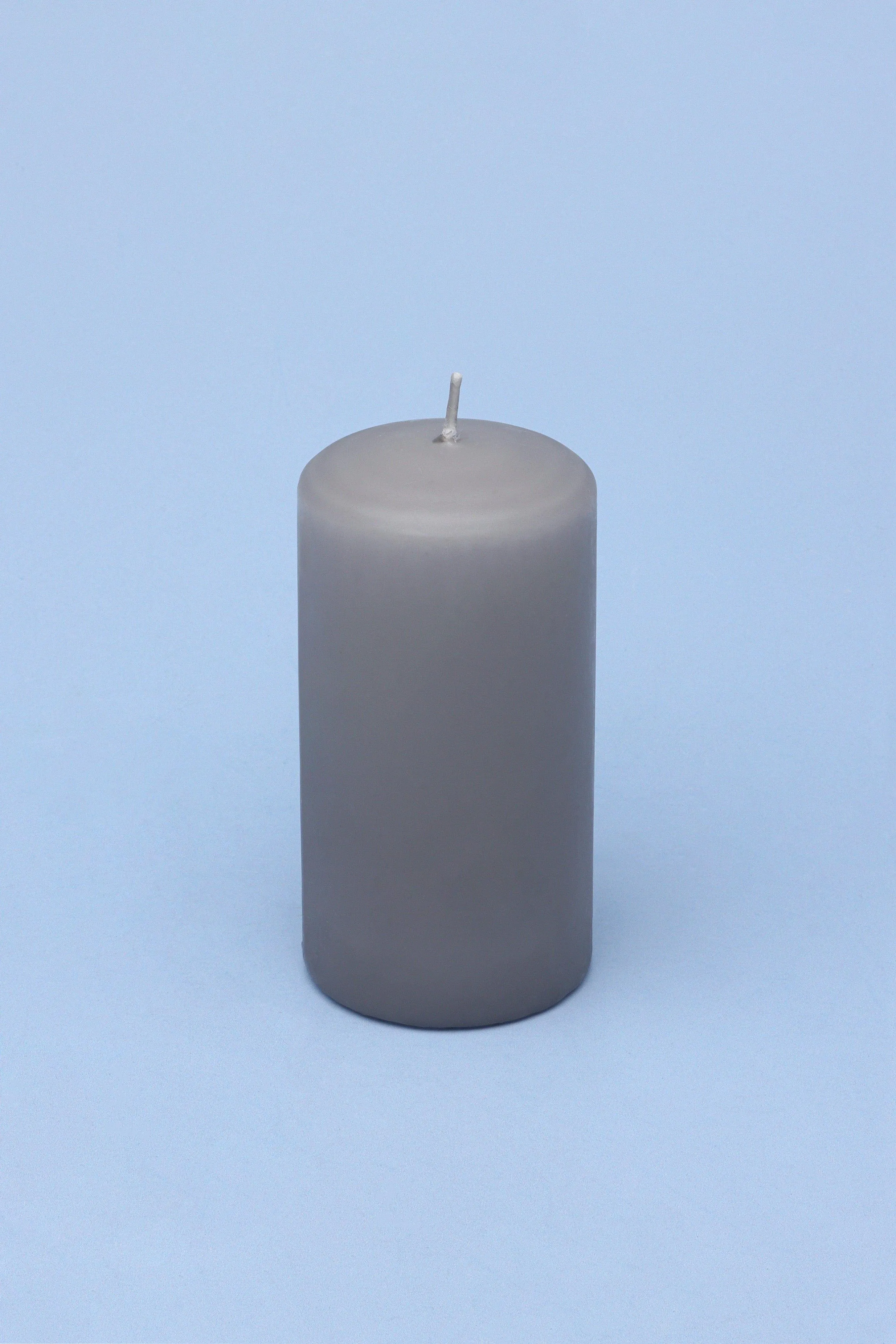 Classic Unscented White Grey Pillar Candle