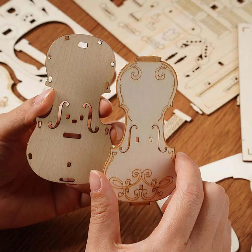 Elegant DIY 3D Cello Wooden Puzzle Model - Kidstoylover