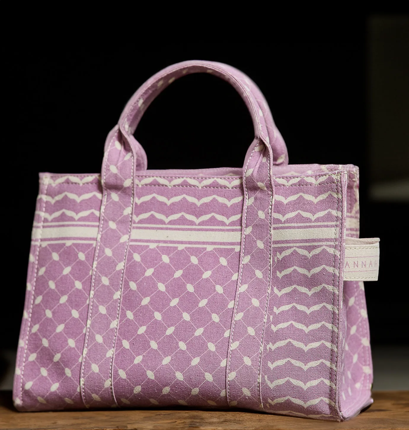 Elegant Mauve Keffiyeh Pattern Medium Tote - Premium Cotton Canvas