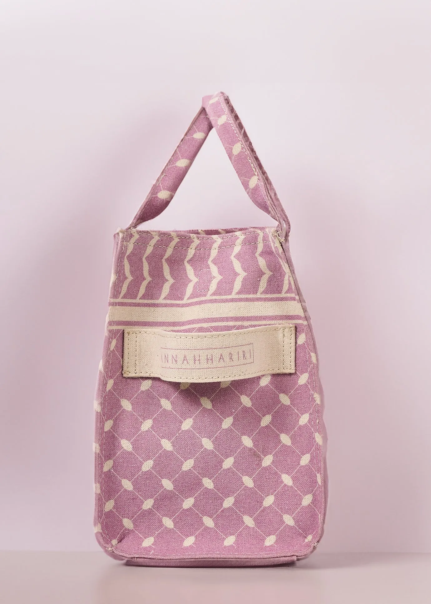 Elegant Mauve Keffiyeh Pattern Medium Tote - Premium Cotton Canvas