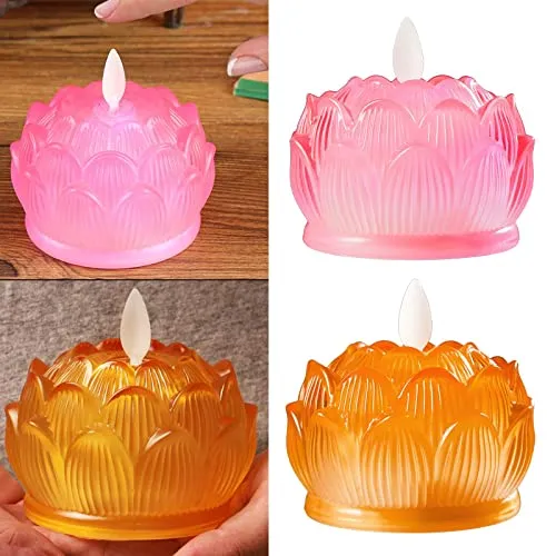 Enakshi LED Tea Lights Candle Flickering Buddhist Worship Festival Lotus Lamp Light Pink|Home & Garden | Lamps, Lighting & Ceiling Fans | Lamps