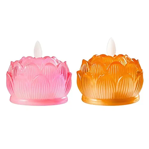 Enakshi LED Tea Lights Candle Flickering Buddhist Worship Festival Lotus Lamp Light Pink|Home & Garden | Lamps, Lighting & Ceiling Fans | Lamps