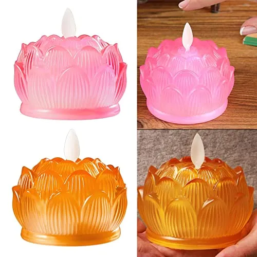 Enakshi LED Tea Lights Candle Flickering Buddhist Worship Festival Lotus Lamp Light Pink|Home & Garden | Lamps, Lighting & Ceiling Fans | Lamps