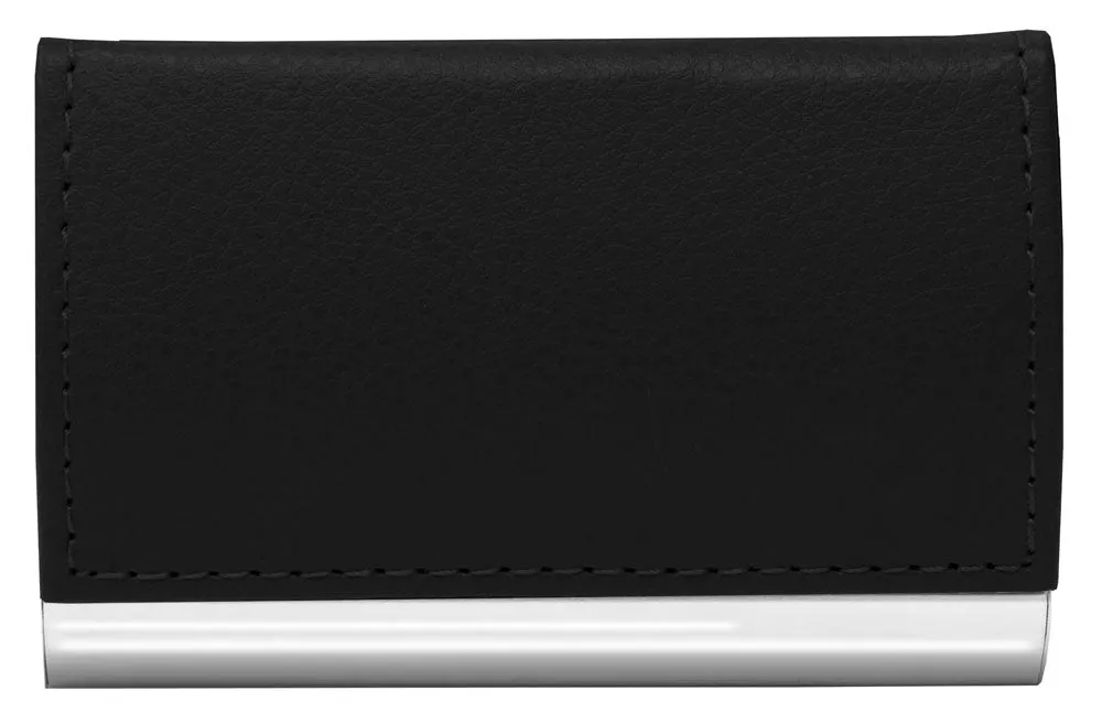 Faux Leather Business Card Holder - Black