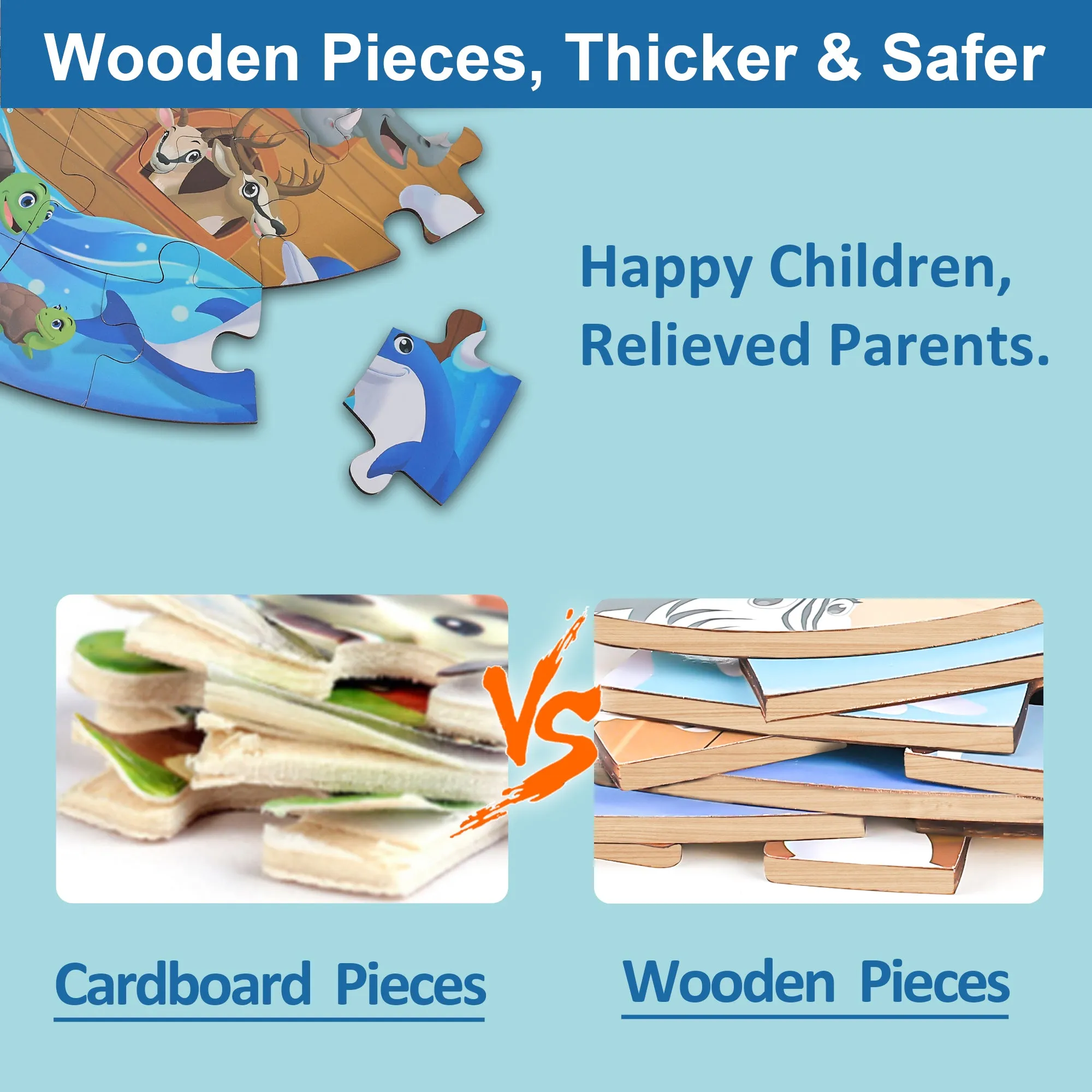 Floor Puzzles, Wooden Noah's-Ark Animal Puzzles