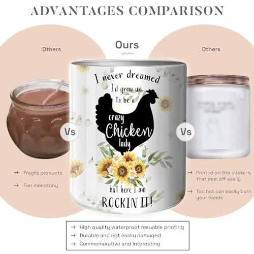 Funny Birthday Chicken Gifts for Women - Chicken Lovers Gifts, Crazy Chicken Lady Sunflower Farm Mom Gifts, Mother's Day Gifts for Mom