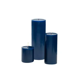 FYUGO Pillar Candles Set of 3 (3 * 3, 3 * 4, 3 * 6 inches) - Smokeless Pillar Candles - Dripless Large Candles Pillar for All Occasions (Navy Blue)