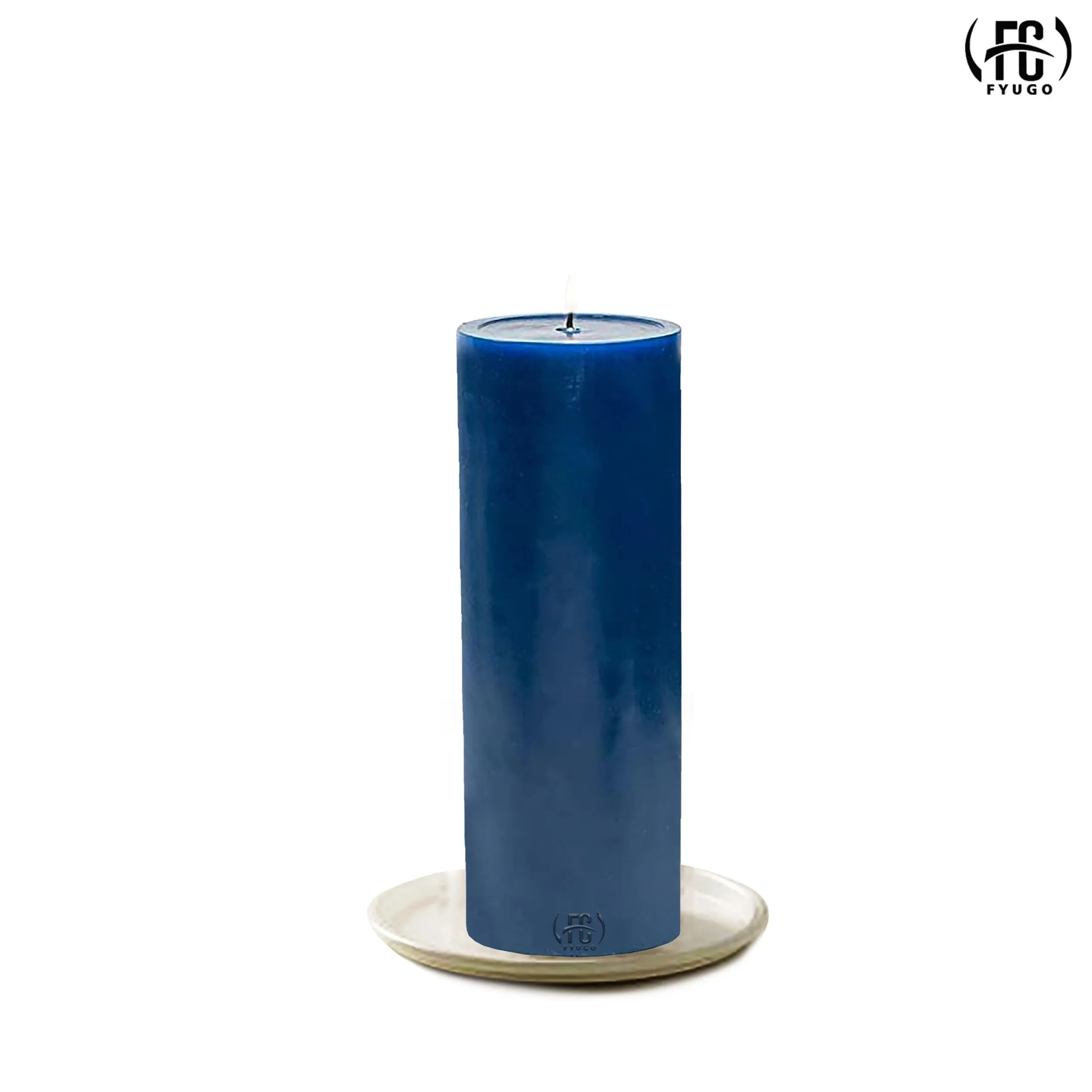 FYUGO Pillar Candles Set of 3 (3 * 3, 3 * 4, 3 * 6 inches) - Smokeless Pillar Candles - Dripless Large Candles Pillar for All Occasions (Navy Blue)