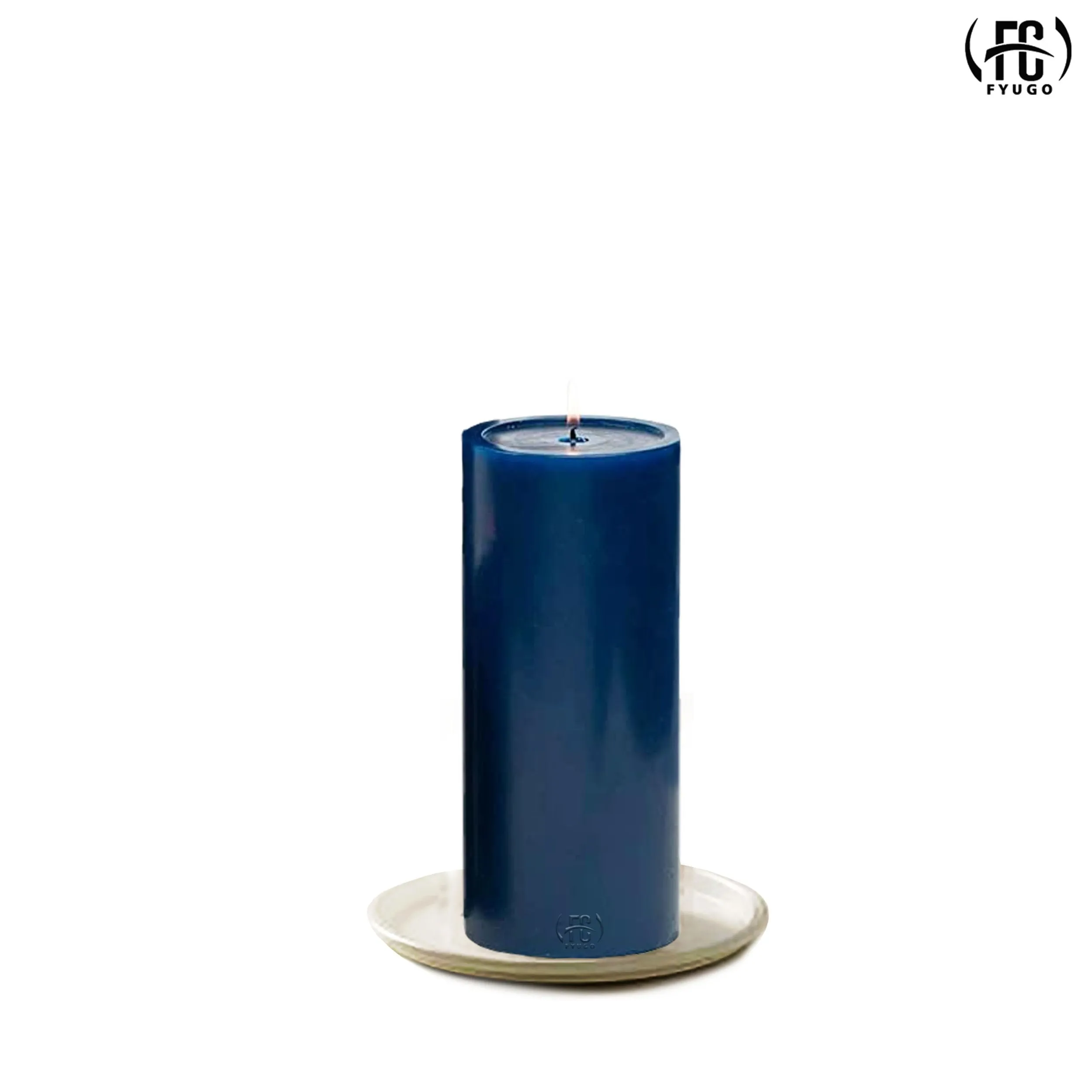 FYUGO Pillar Candles Set of 3 (3 * 3, 3 * 4, 3 * 6 inches) - Smokeless Pillar Candles - Dripless Large Candles Pillar for All Occasions (Navy Blue)