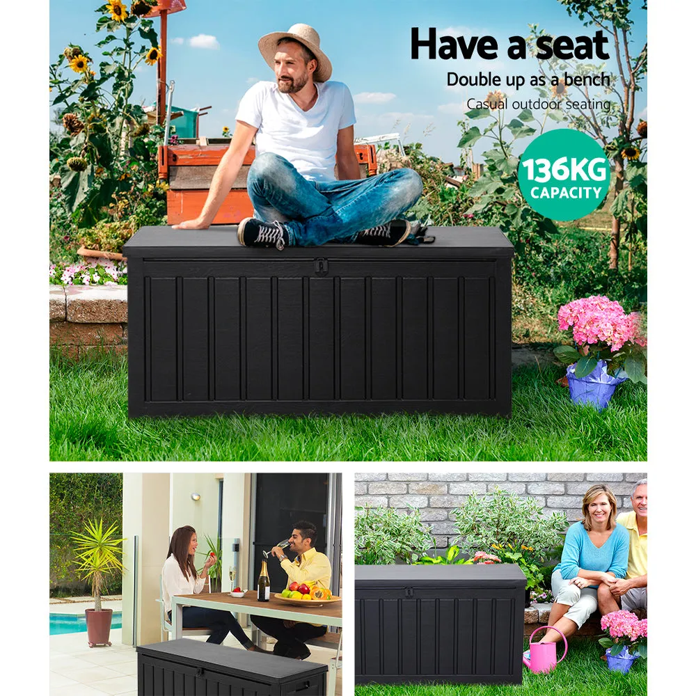 Gardeon 240L Outdoor Storage Box Lockable Bench Seat Garden Deck Toy Tool Sheds