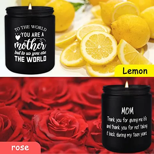 Handmade Candle Gift for Mom,Rose and Lemon,2 Packs,9oz,2.75" W x 3.54" H, 45 Hours of Burn Time Each,Mothers Day & Birthdays& Anniversaries& Thanksgiving