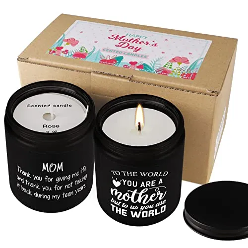 Handmade Candle Gift for Mom,Rose and Lemon,2 Packs,9oz,2.75" W x 3.54" H, 45 Hours of Burn Time Each,Mothers Day & Birthdays& Anniversaries& Thanksgiving