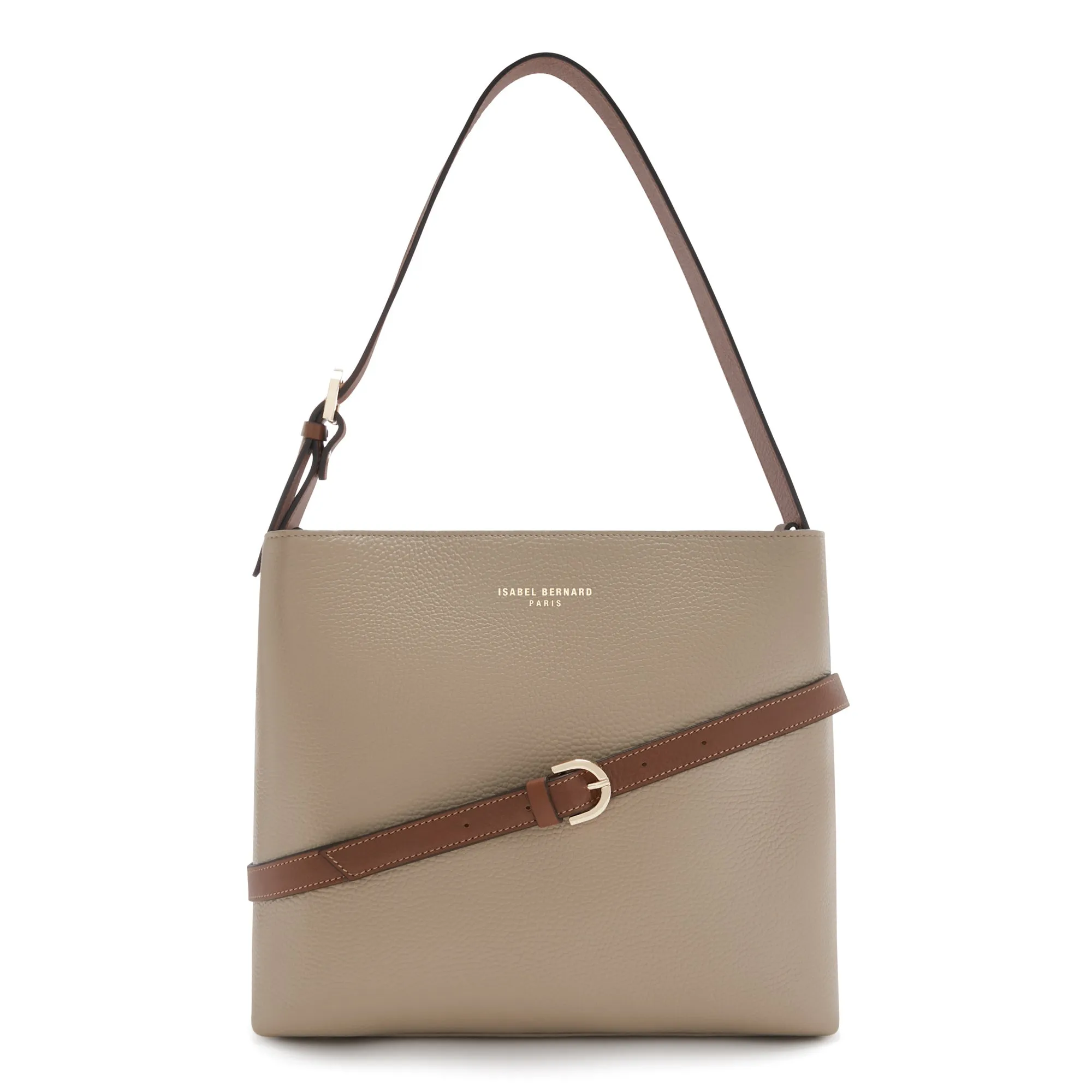 Honoré Adriane Midi taupe leather shoulder bag calfskin leather