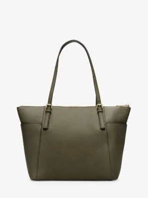 Jet Set Large Saffiano Leather Top-Zip Tote Bag