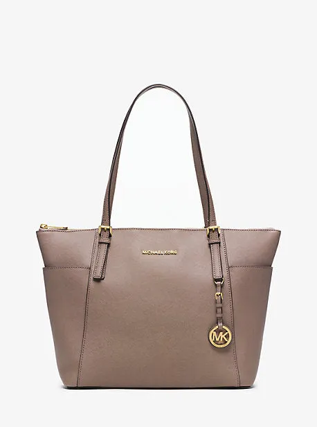 Jet Set Large Saffiano Leather Top-Zip Tote Bag