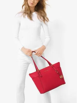 Jet Set Large Saffiano Leather Top-Zip Tote Bag