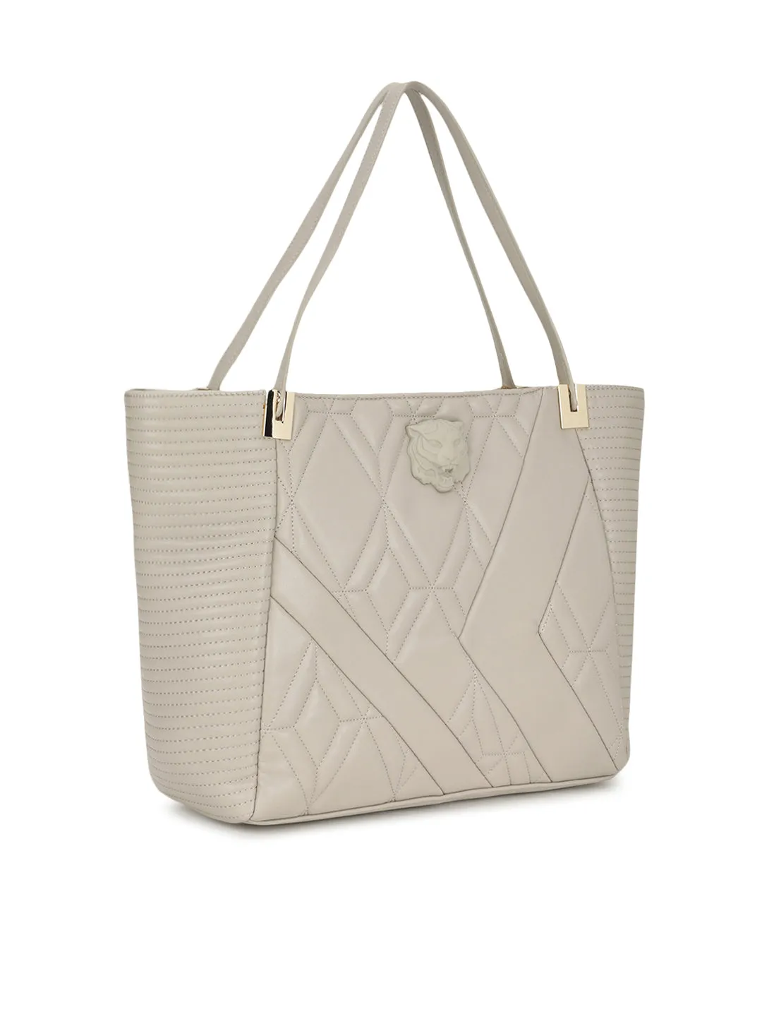 Just Cavalli Women Grey Quilted Tote Bag