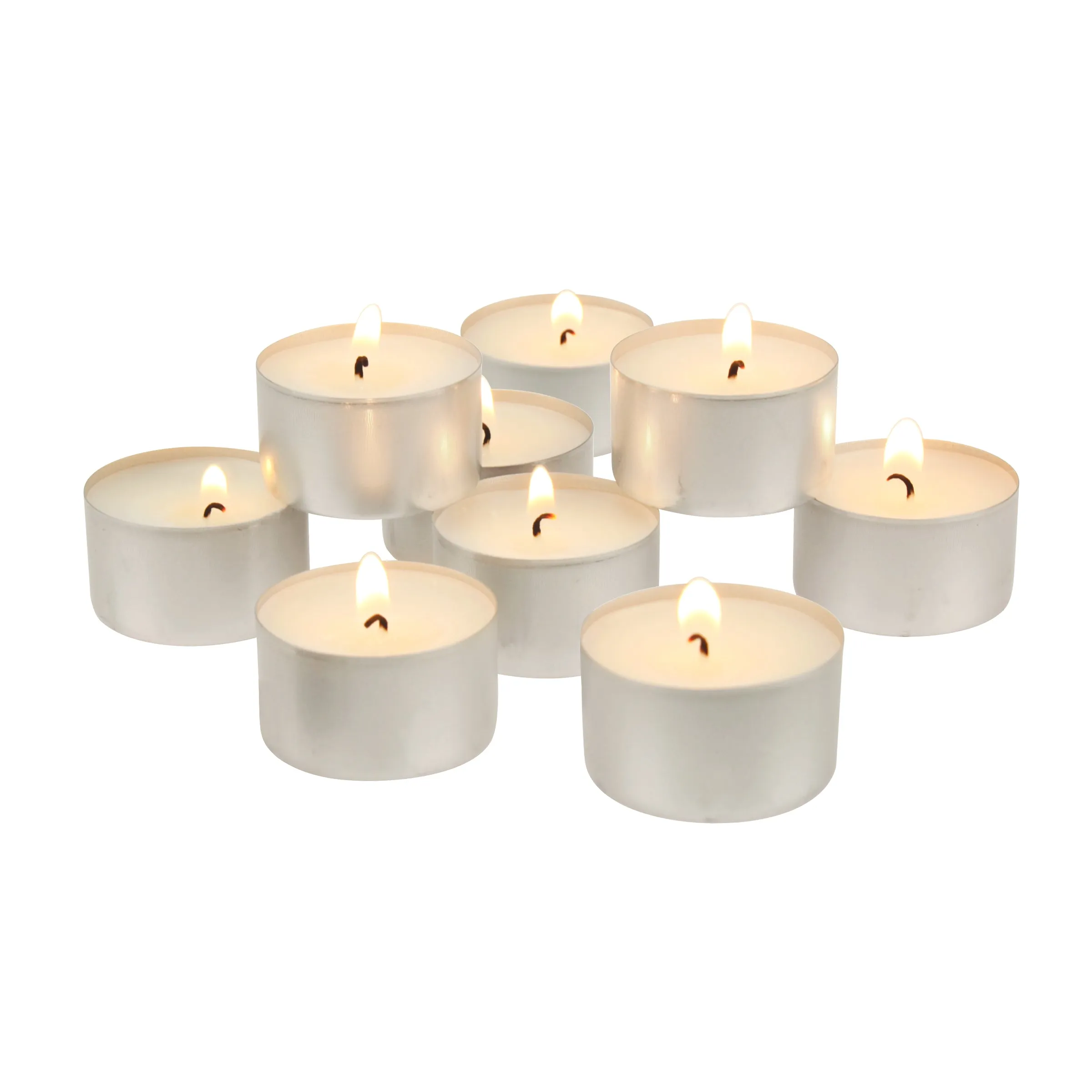 Long Burning Tea Light Candles,  6 to 7 Hour Extended Burn Time, White, Unscented, Bulk (WS) 200-Pack