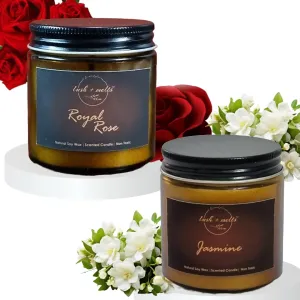 Lush & Melts Soy Wax Candle Set | 2 X 100g Each | Floral Combo Premium Scented Candles Gift Set | 100% Vegan | Candles for Home Decor | Candles for Gifting | Long Lasting Aroma Candles