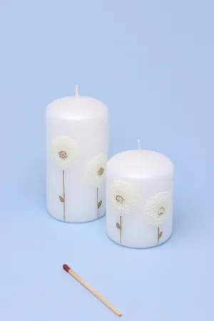 Margaret Flower White Elegant Pillar Candle