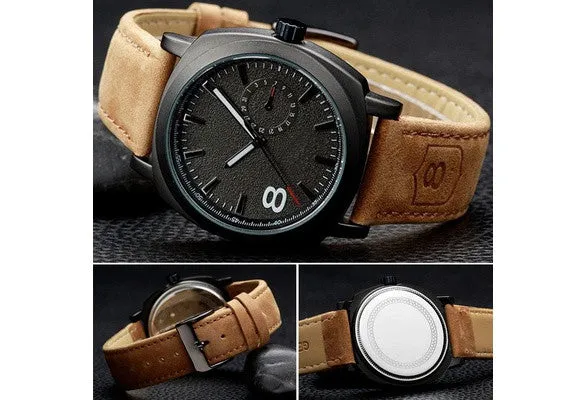 Men Signs Of Success Fashion  Army Military Style Leather Strap Quartz Watches