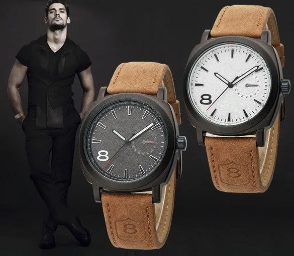 Men Signs Of Success Fashion  Army Military Style Leather Strap Quartz Watches