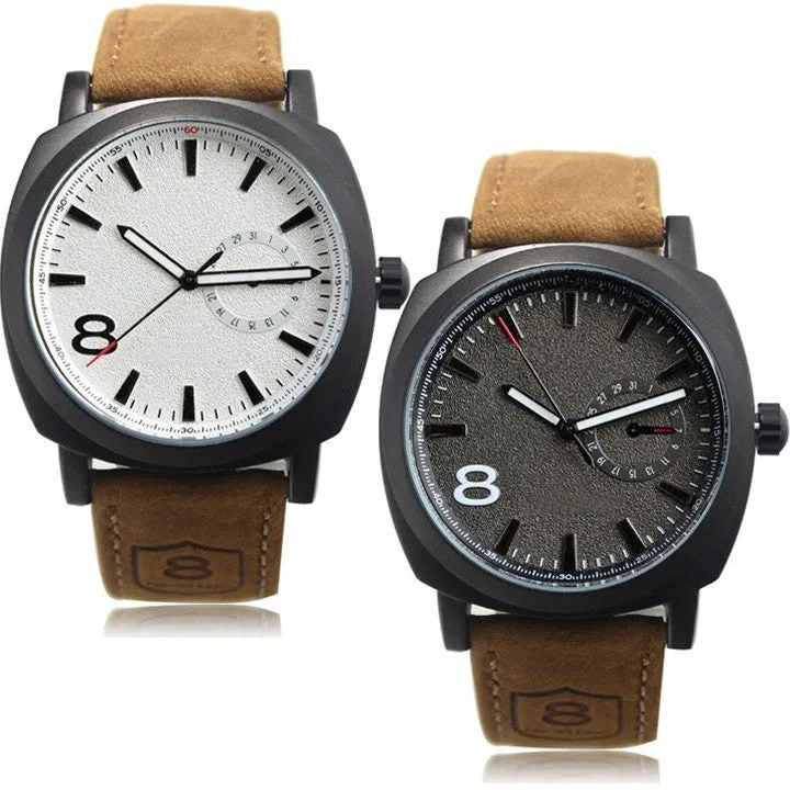 Men Signs Of Success Fashion  Army Military Style Leather Strap Quartz Watches