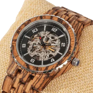 Men's Premium Self-Winding Transparent Body Zebra Wood Watches