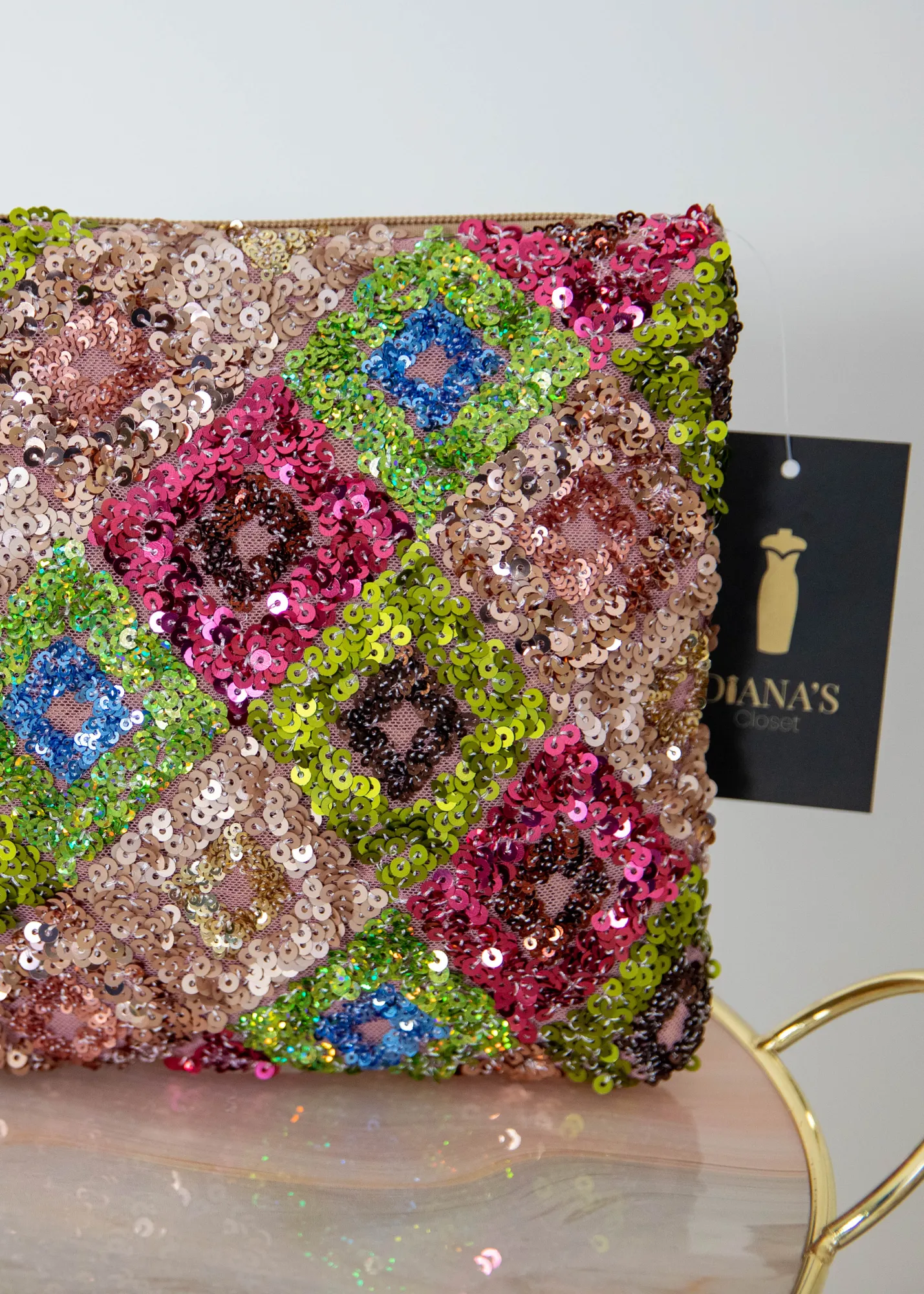 Multicolored Sequin Clutch Bag