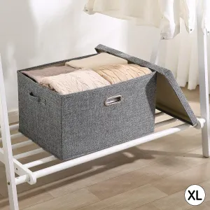 Multipurpose Foldable Storage Box with Lid, Extra Large 50x35x32 cm, Grey