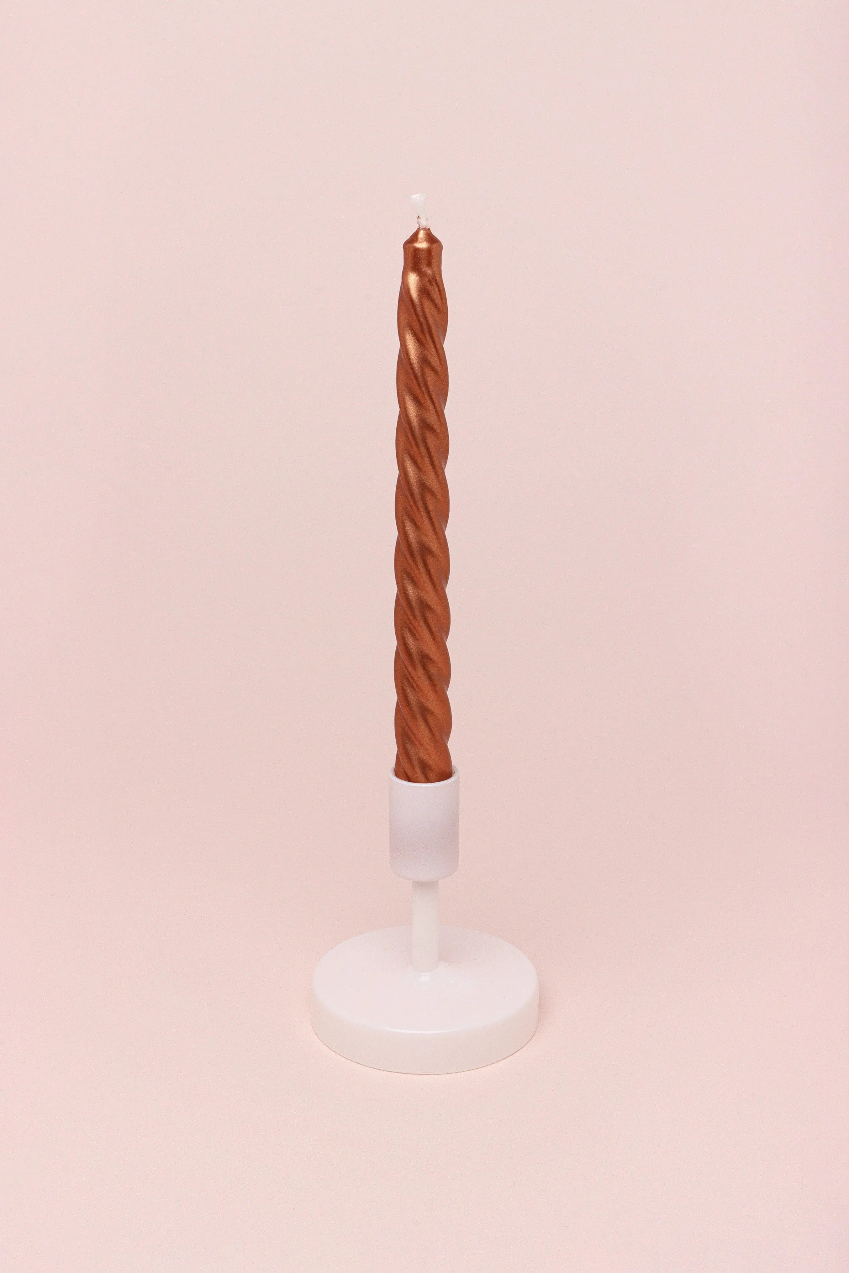 Pack Of 10 Or 20 Coraline Tall Shimmer Copper Candlesticks Twisted Dinner Candles