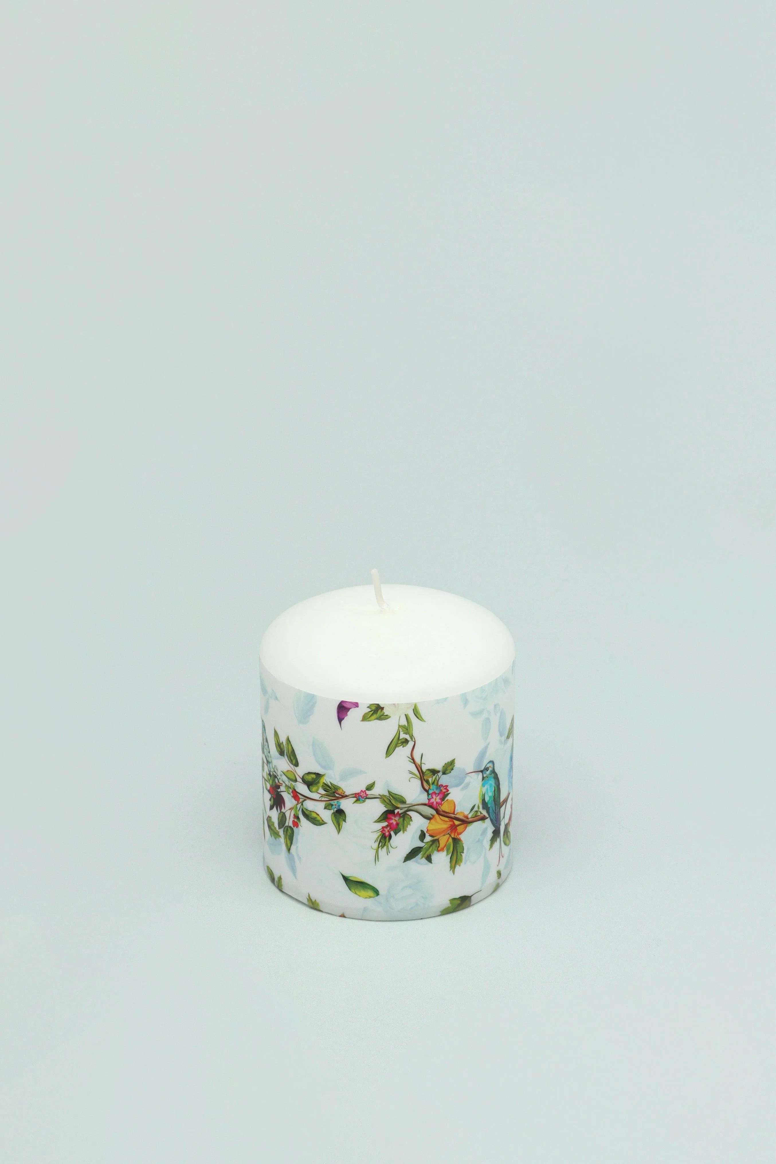 Paradise Birds Flowers Retro Pillar Candle