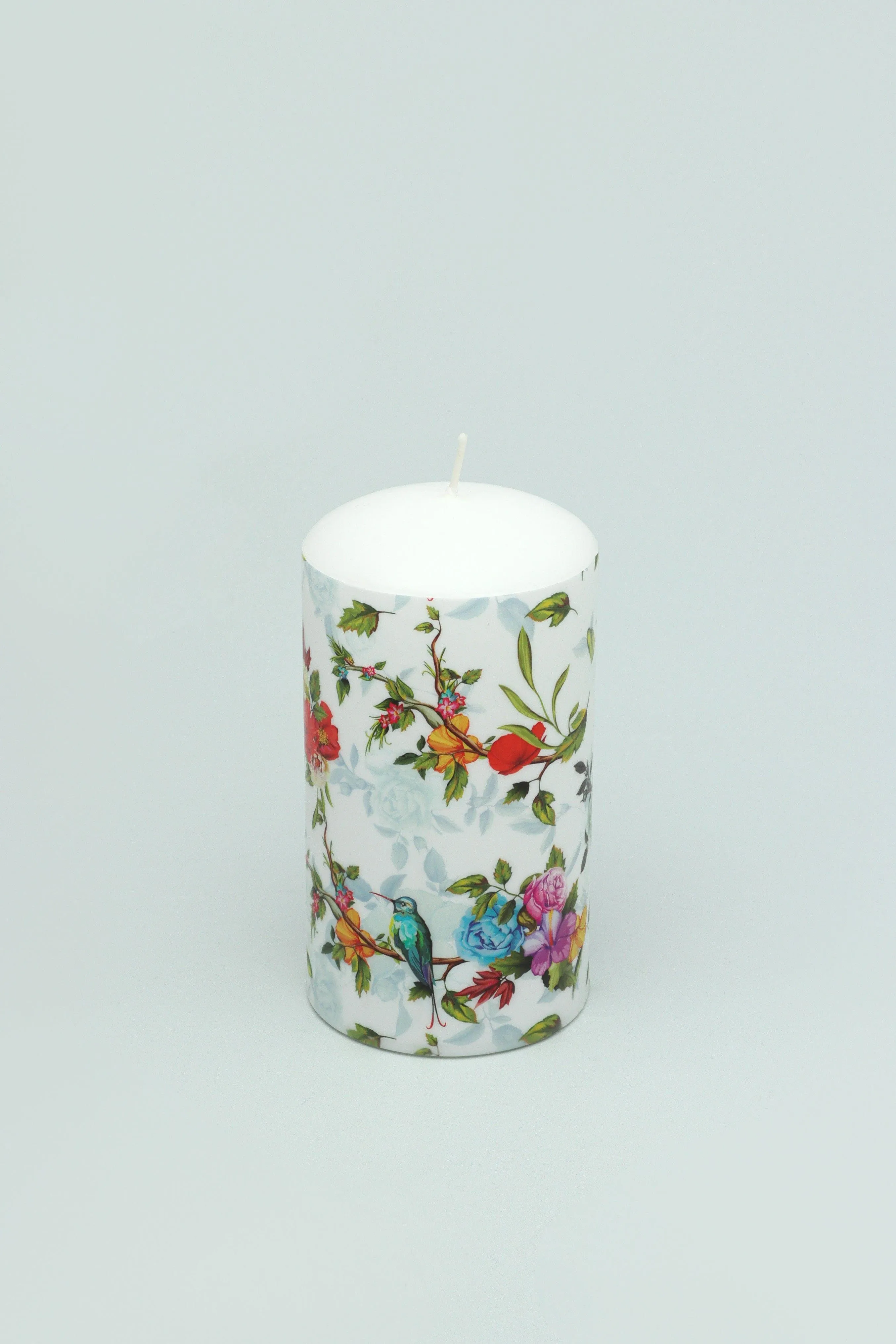 Paradise Birds Flowers Retro Pillar Candle