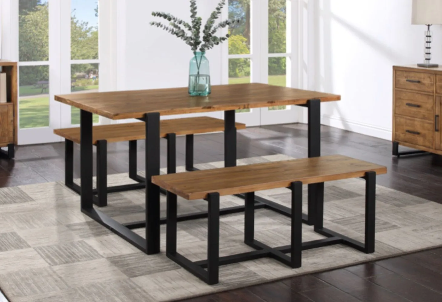 Pembroke Dining Table with 2 Benches Set by Annaghmore - 1.5m Dining Table Set