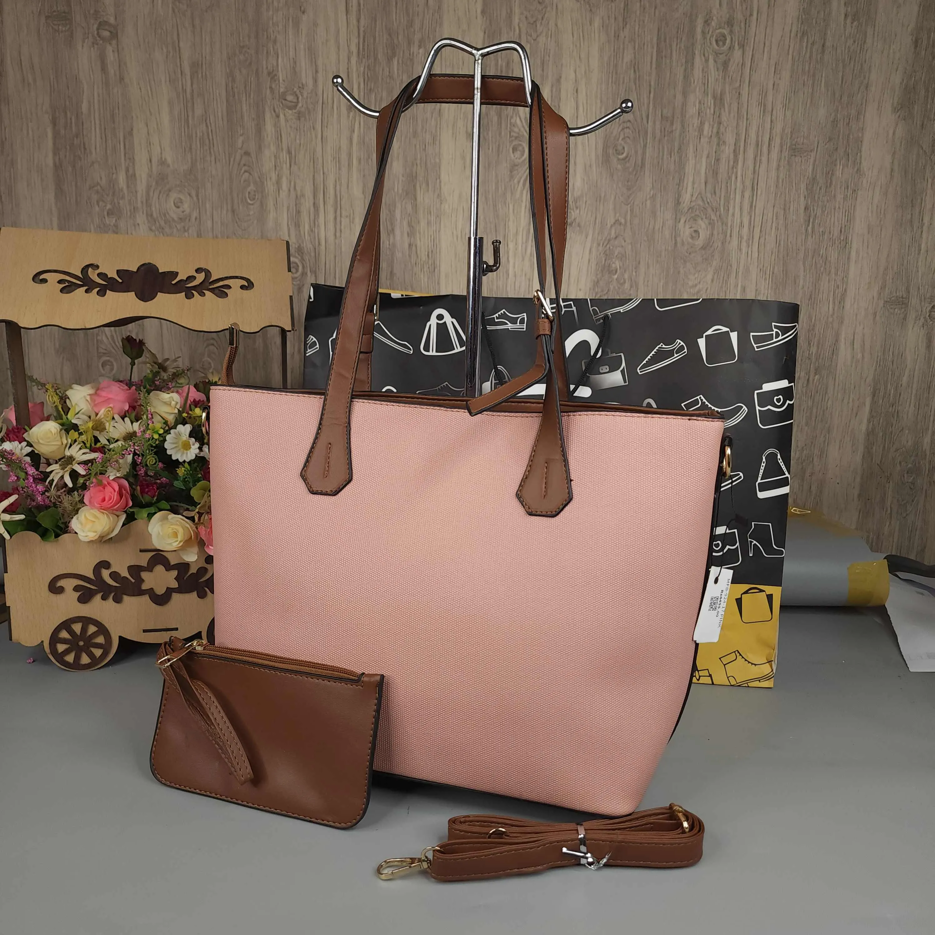 Pink Brown Shoulder Bag